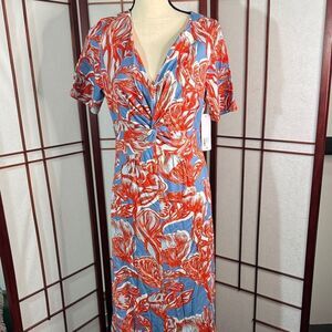 Soft Surroundings Vibrant Red and Blue Maxi Dress
